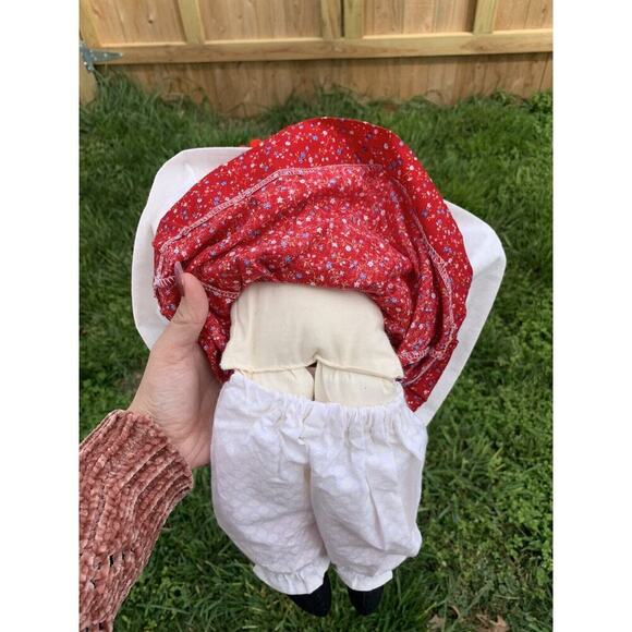 Vintage Handmade Raggedy Ann Soft Plush Doll red Floral White Apron collector - Picture 9 of 10